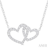 1/4 ctw Interlocked Heart Round Cut Diamond Fashion Pendant With Chain in 10K White Gold